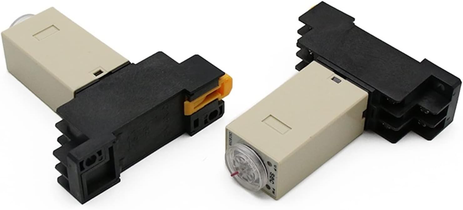 10pcs H3Y-2 AC 220V Delay Timer Time Relay Switch 0-30 Minute/Seconds Adjustable 5A with Base Socket Rotary Knob DPDT (Size : 0-30 Minute)