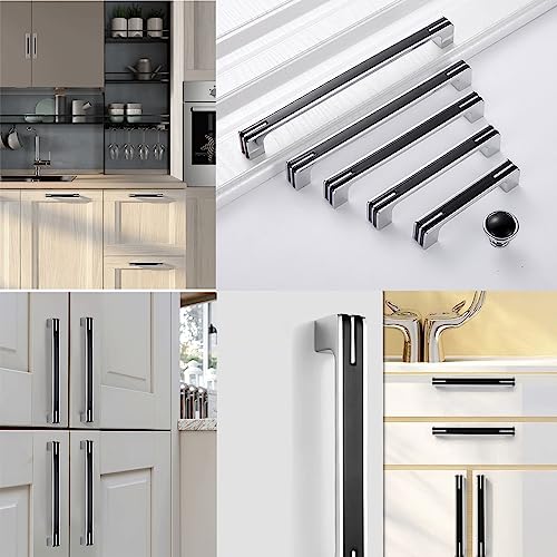 Guolich 2 Pcs Hole Centers 3.77 Inch(96mm) Kitchen Drawer Handle Door Cabinet Pulls Stainless Steel Handle Modern Brushed Brass Hardware for Wardrobe Bathroom Dresser (Black) - Image 4