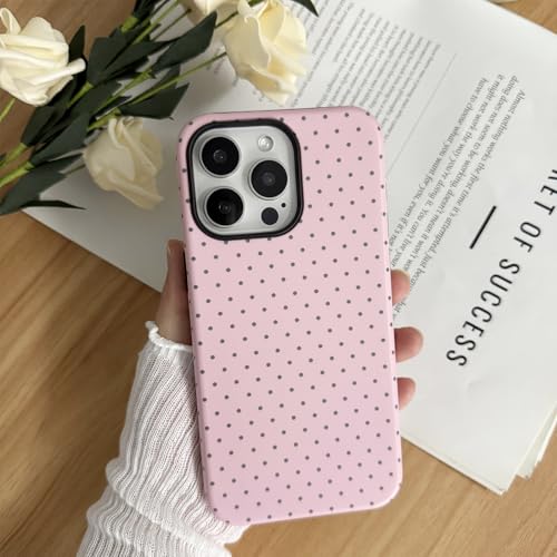XQAGU for iPhone 15 Pro Max Case Polka Dots Cute Trendy Aesthetics Simple Design Protection Phone Case for iPhone 15 Pro Max-Pink - image 4