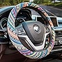 Valleycomfy Boho Steering Wheel Covers for Women Cloth Bohemian Universal 15 inch Baja Blanket Enthic