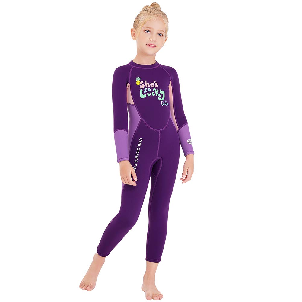 Kids Girls Boys Wetsuit Full Body Neoprene Thermal Swimsuit 2.5MM for Toddler Youth Children Teen, Long Sleeve Child Scuba Diving Surf Suit One Piece