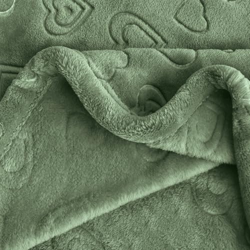 Image of BORITAR Baby Blanket with Heart Design for Girls Ultra Soft Fleece Warm and Lightweight Blankets for Infant Toddler Newborn, 30x40 Inch, Olive Green