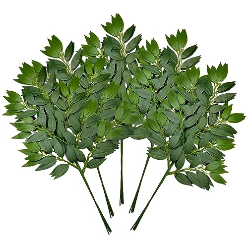 FUNORNAM 24Pcs Italian Ruscus Greenery Stems Artificial Silk Greenery Plants Spray for DIY Wedding Arch Bouquet Filler Table Centerpieces Home Decor