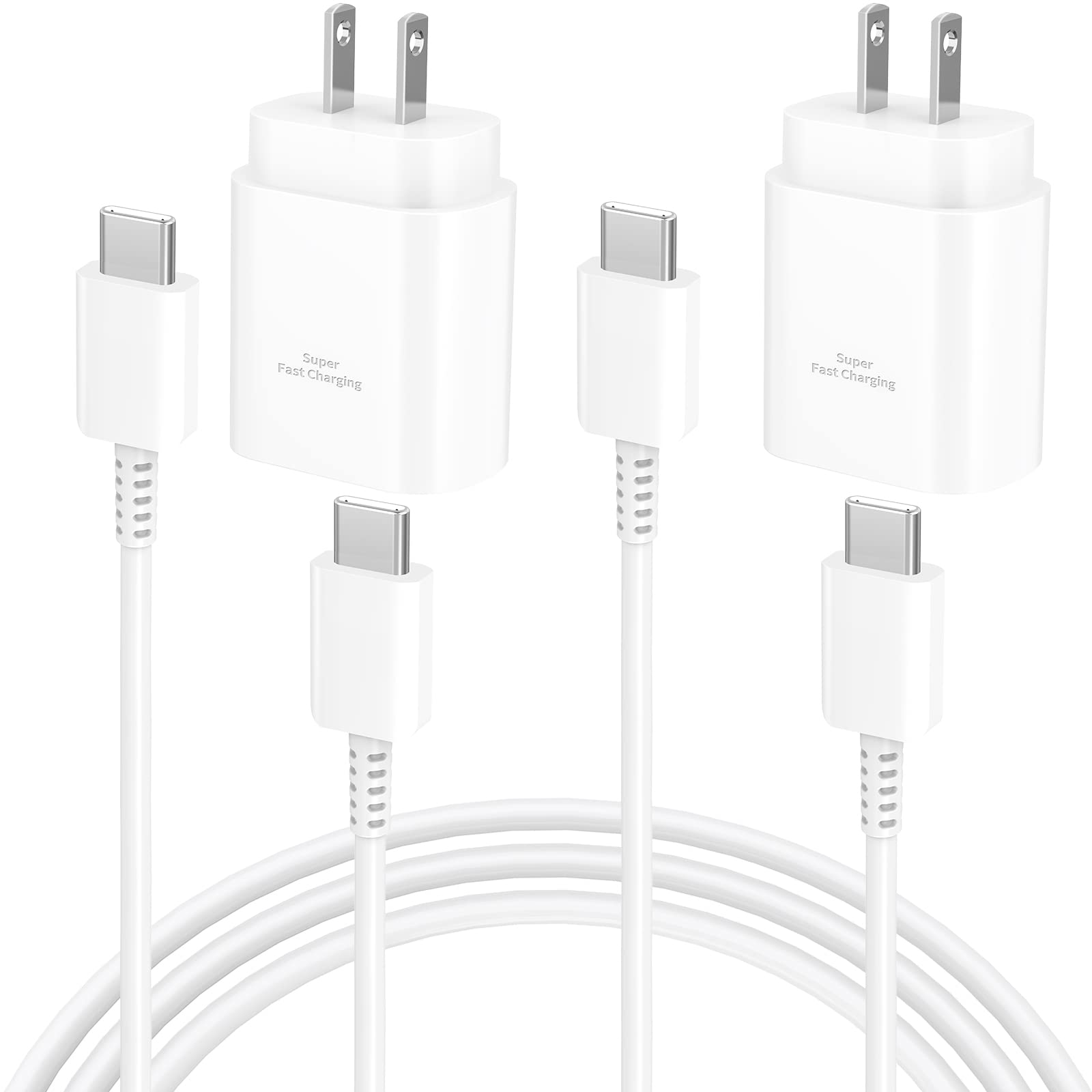 Super Fast Charging, LANWK 2 Pack 25W PD USB C Power PPS Fast Charger with 2 Pack 6FT Type C to C Quick Charge Cable for Samsung Galaxy S22/21/20/Note 20/10/Z Fold 3/Flip 3 5G, iPad Pro 12.9/11, Pixel