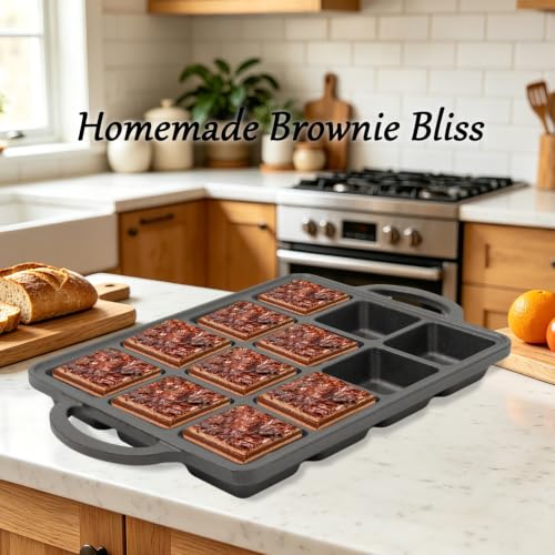 Image of Flavehc 2Pack Cast Iron Brownie Pan with Dividers Individual 12 Cup Cavity Cast Iron Baking Pan for Brownies Square Muffin Pans Molds