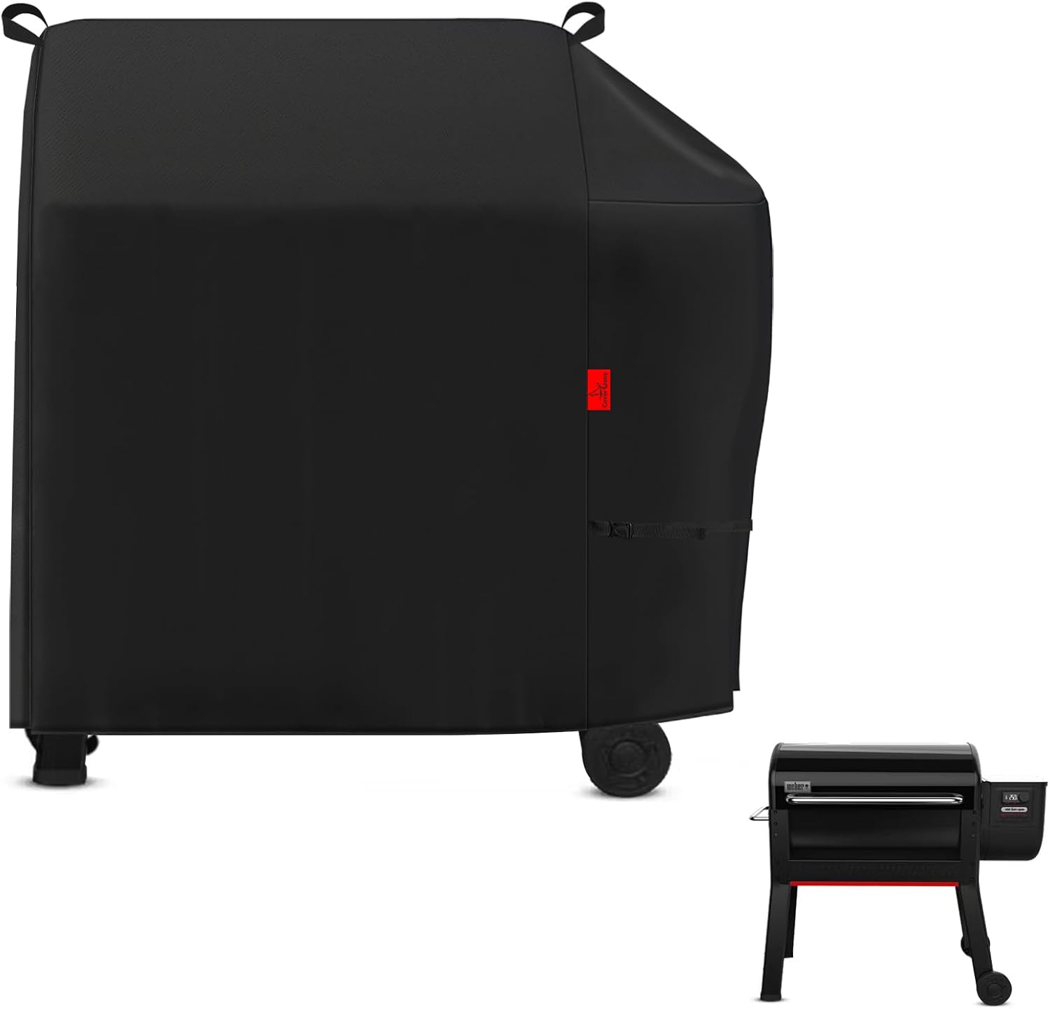 Outdoor Grill Cover Fits Weber Smoque XL 34" Pellet Smoker,Heavy Duty Waterproof BBQ Covers for Outside,600D Barbecue Cover,UV Resistant with Storage Bag & Windproof Straps 53" W X 24.5" D X 41" H