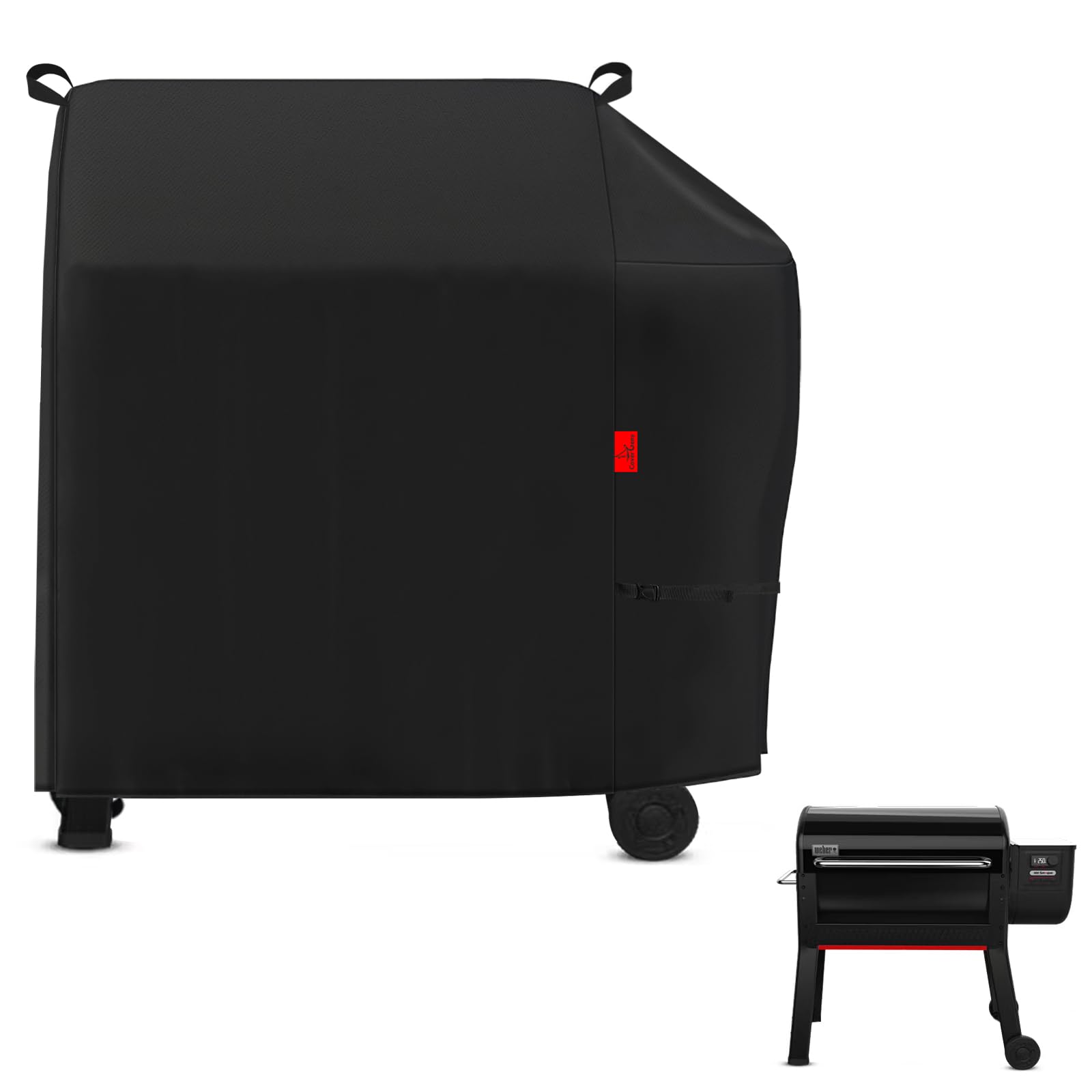 Outdoor Grill Cover Fits Weber Smoque XL 34" Pellet Smoker,Heavy Duty Waterproof BBQ Covers for Outside,600D Barbecue Cover,UV Resistant with Storage Bag & Windproof Straps 53" W X 24.5" D X 41" H