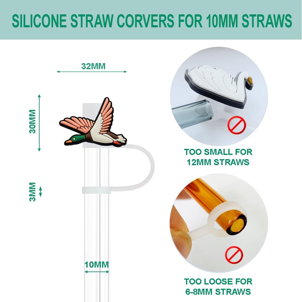 Flying Mallard Duck Silicone Straw Cap for Stanley Cup Tumblers, Reusable Decorative Topper Accessory, 3-Pack - Image 3