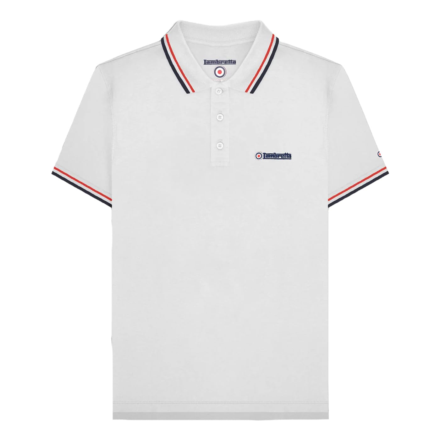 Lambretta Men's White (Red/Navy) Twin Tipped Polo Shirt - 2XL