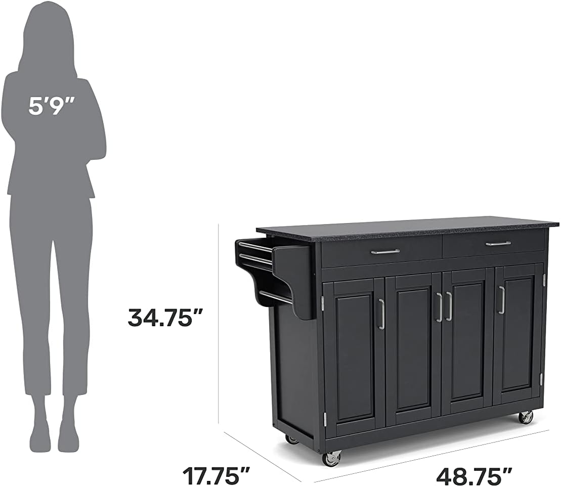 Create-a-Cart Black 4 Door Cabinet Kitchen Cart with Granite Top by Home Styles : Home & Kitchen