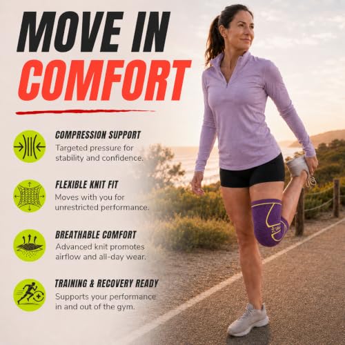 Image of Knee Brace for Men and Women Knee Compression Sleeve Knee Support Wraps for Arthritis Joint Pain Relief, Workout, Swelling, Sports, Circulation, Running, Recovery for ACL & Meniscus Tear