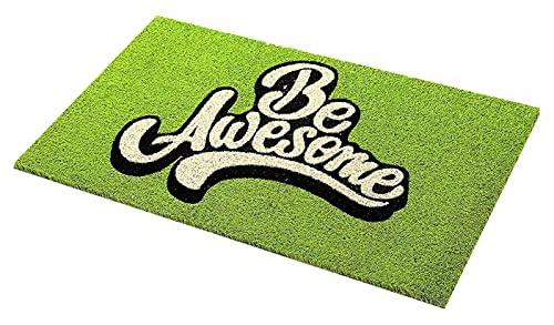 Image of Onlymat inchBe Awesome inch Printed Anti-Slip Doormat (Multicolor) Rectangular Shaped Entryway Rug Natural Coir Material with PVC Backing for Outdoor Entrance Home Multipurpose Mats Floor Door Hall Drawing Room Living Room (75cm x 45cm)
