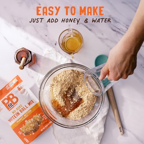 Image of PBfit No Bake Peanut Butter Protein Ball Mix, 8g Protein, Made with Chia Seeds & Whole Grain Oats, Gluten Free, Vegan Snacks, 10.58 Oz Bag (Pack of 2)