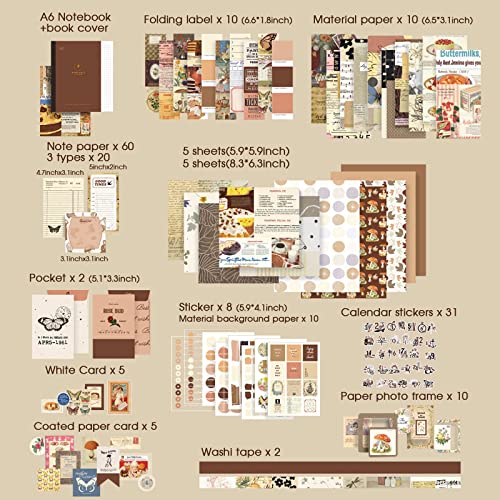 Henoyso HENOYSO-SCRAPBOOK -22092602 2 Sets Scrapbook Supplies Kit 694 Pcs Vintage Aesthetic Junk Journal Scrapbooking Art Journaling Kit Stationery A6 Grid For Teen Girl Kid Women Birthday Craft Diy Gift thumb #2