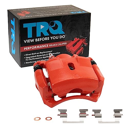 Image of TRQ Front Right Brake Caliper w /Bracket Performance Red Passenger Side