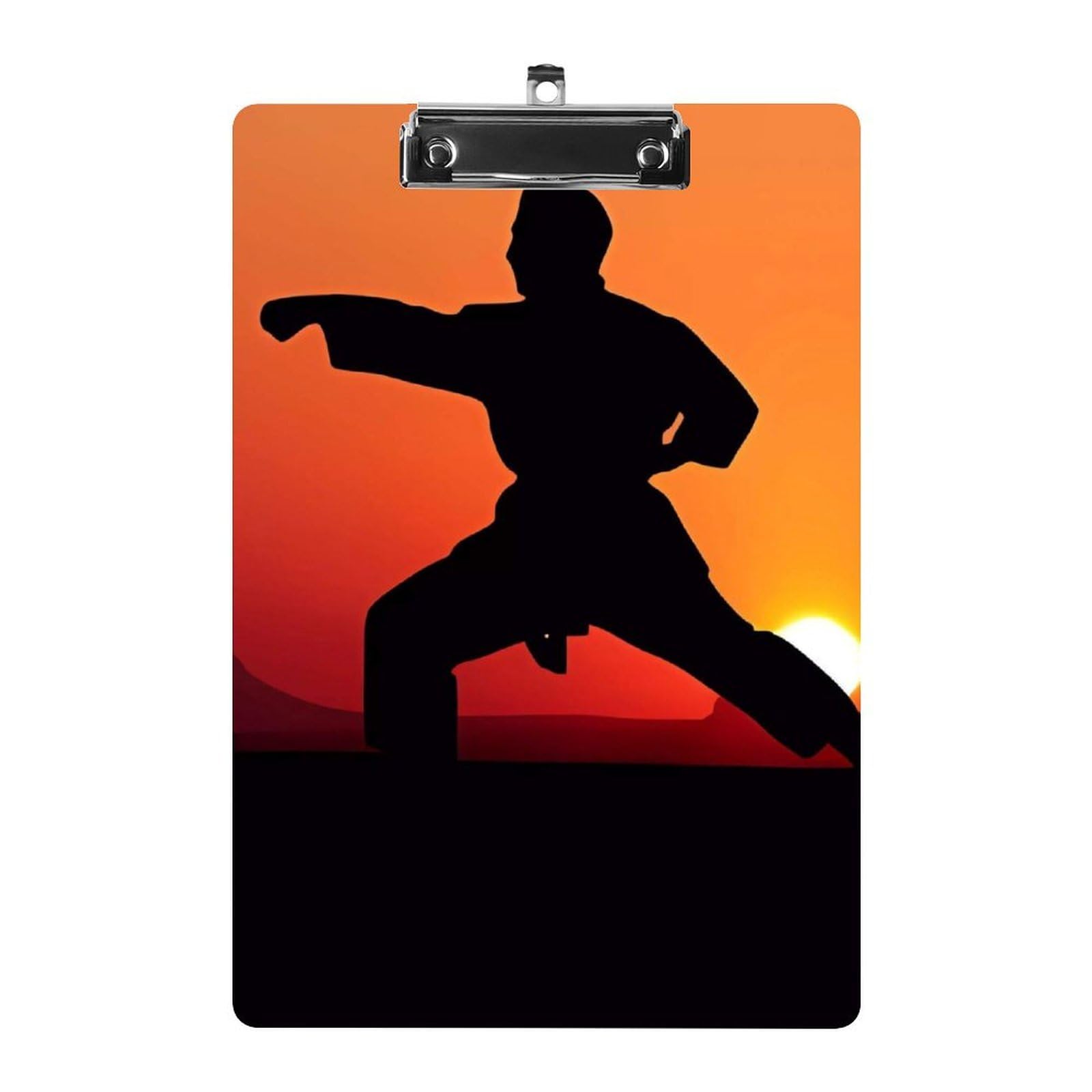 Karate Acrylic Clipboard A4, Lightweight Durable Writing Board, Decorative Clipboards with Metal Clip, Wall Mountable Document Clipboard for Office, Nurses and Teachers