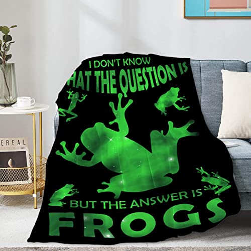 Homiehug The Answer is Frogs Soft Blanket Flannel Plush Gifts Cozy Fuzzy Cute Animal Throws for Nap Bedding Sheet Couch Decor Tapestries Child Non-Shedding 30