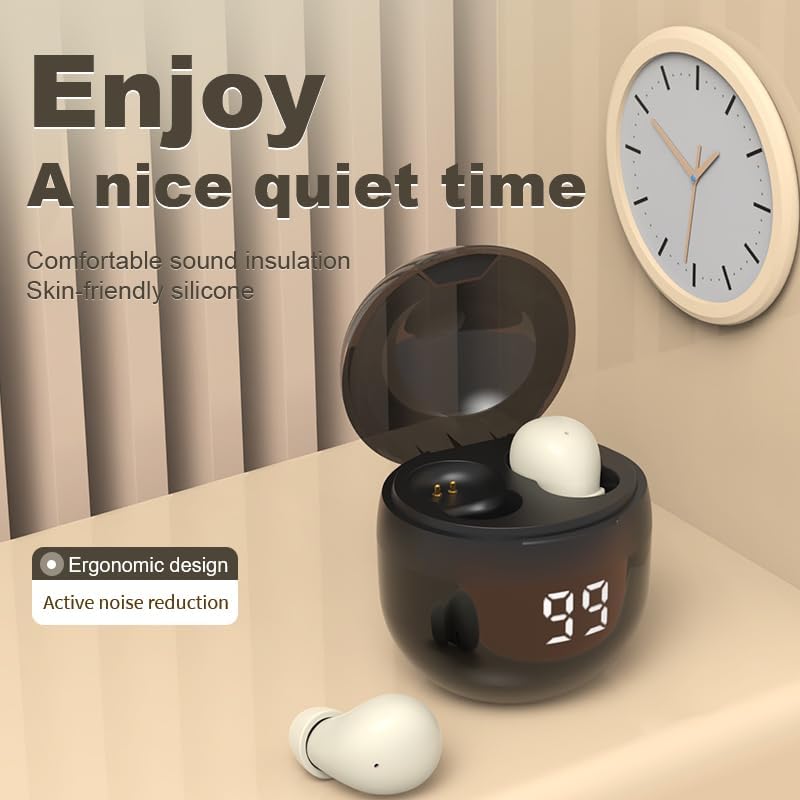 Invisible Earbuds Wireless Bluetooth - Tiny Small Earbuds with Premium Sound Quality, One-Step Auto Pairing, Smart Touch Control - Perfect for Work and Sports (Khaki)