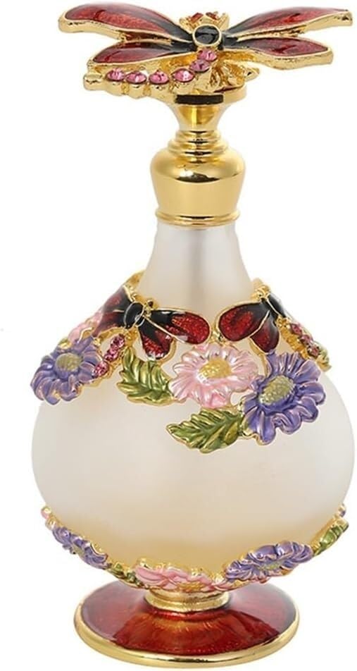 Atomizador de perfume portátil de 25ml en frasco de vidrio multicolor con libélula