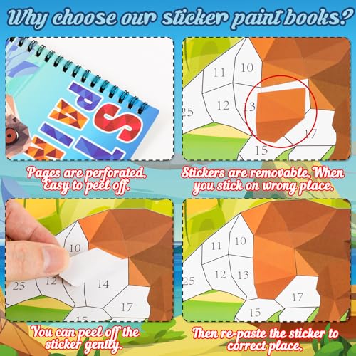 Image of 90shine 2PCS Sticker Books for Kids Boys Ages 4-8 Dinosaur Space Designs Party Gift Create 22 Pictures