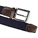 moonsix Braided Stretch Belts for Men,PU Leather Elastic Fabric Woven Webbing Belt,Style 1-Navy Blue