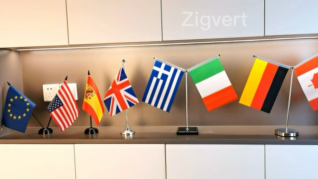 ZXvZYT Nigeria Tischflaggen Set – 12 Stück Mit Ständer, 20,3 X 12,7 Cm | Für Schreibtisch & Dekoration