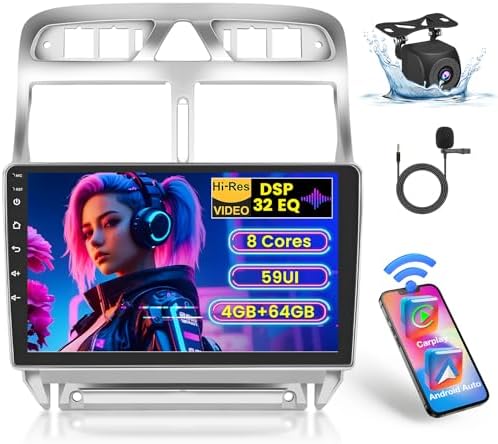 WiFi Hikity Autoradio Android 13 Pour Peugeot 207 2009-2013 - 9 Pouces CarPlay Sans Fil + Caméra Recul Stéréo Bluetooth