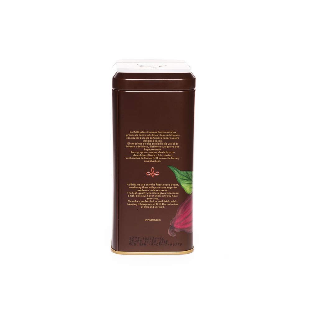 Britt Gourmet Hot Cocoa, bogaty smak czekoladowy wykonany z prawdziwego kakao premium, pojemnik 14,1 oz