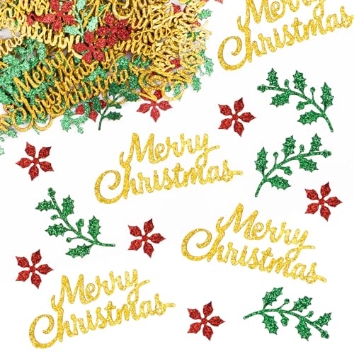 BETESSIN Tischdeko Weihnachten - 100 Stück Merry Christmas Konfetti...