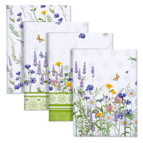 Arquiel Wildflower Kitchen Towel 100% Cotton Quick Dry Dish Towels 48 x 70CM