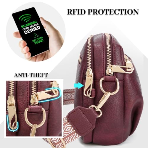 Image of Crossbody Bag for Women Vegan Leather Handbag Purse Anti Theft RFID