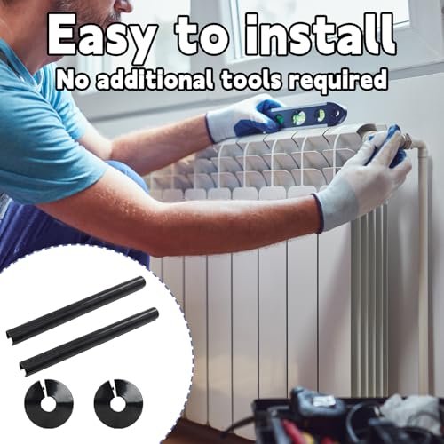 2er-Pack Heizkörperrohrabdeckungen und -manschetten, Kunststoff-Rohrabdeckungen, Hülsen, schwarze Heizkörperrohrabdeckungen, 15 mm x 200 mm, Heizkörperrohrmanschetten zum Schutz von Rohrlöchern