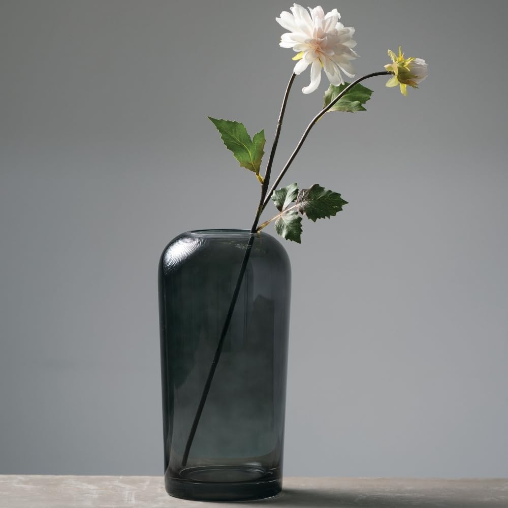 Vaso In Vetro Vintage Con Rilievo E Bordo Elettroplaccato – Colore Fumo, Stile Francese Romantico, Per Fiori Recisi E Decorazioni Da Tavolo