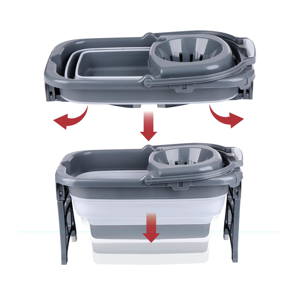 Dirt Devil Juego de fregona con cubo y escurridor - Sistema de fregona con cubo plegable de 18L - Barra de fregona con cabeza de trapeador extraíble - Juego completo de fregona para todo tipo de suelo