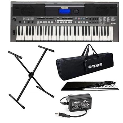 Yamaha PSR-I400 digital portable touch sensitive 61-keys keyboard with gig bag, stand, dust cover & power adapter combo.