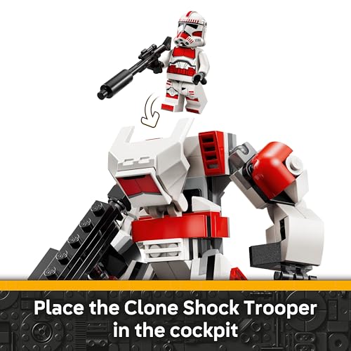 LEGO Star Wars Clone Shock Trooper Mech Building Toy for Boys & Girls - Poseable Star Wars Figure W/Pretend Play Blaster & Stud Shooter for Kids & Fans, Ages 6+ - Gift Idea for Birthdays - 75448 - image 5