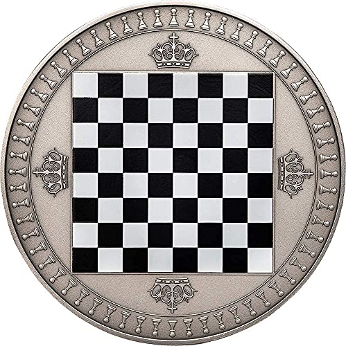 Image of Chess Chess Board Game 2 Oz Silver Coin Niue 2018 Antique Finish