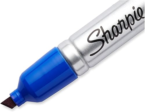 Miniatura 4 de Sharpie Marcador permanente de tamaño King, punta de cincel, tinta azul, docena (SAN15003)