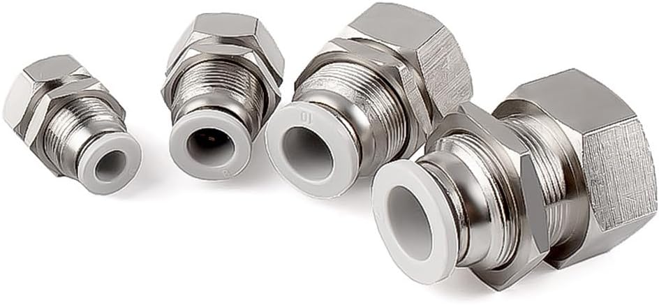 PMF Pneumatic Quick Connector, 1/8 1/4 3/8 1/2 Female Threaded Bulkhead Joint, 4 6 8 10 12 mm Air Pipe Hose Fixed Fitting(PMF12-02)