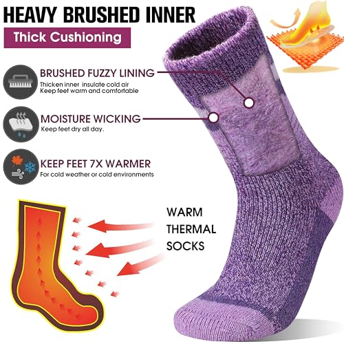 Image of 3 Pairs Thermal Warm Socks for Men & Women Thick Winter Extra Warm Insulated Boot Ski Socks for Cold Weather