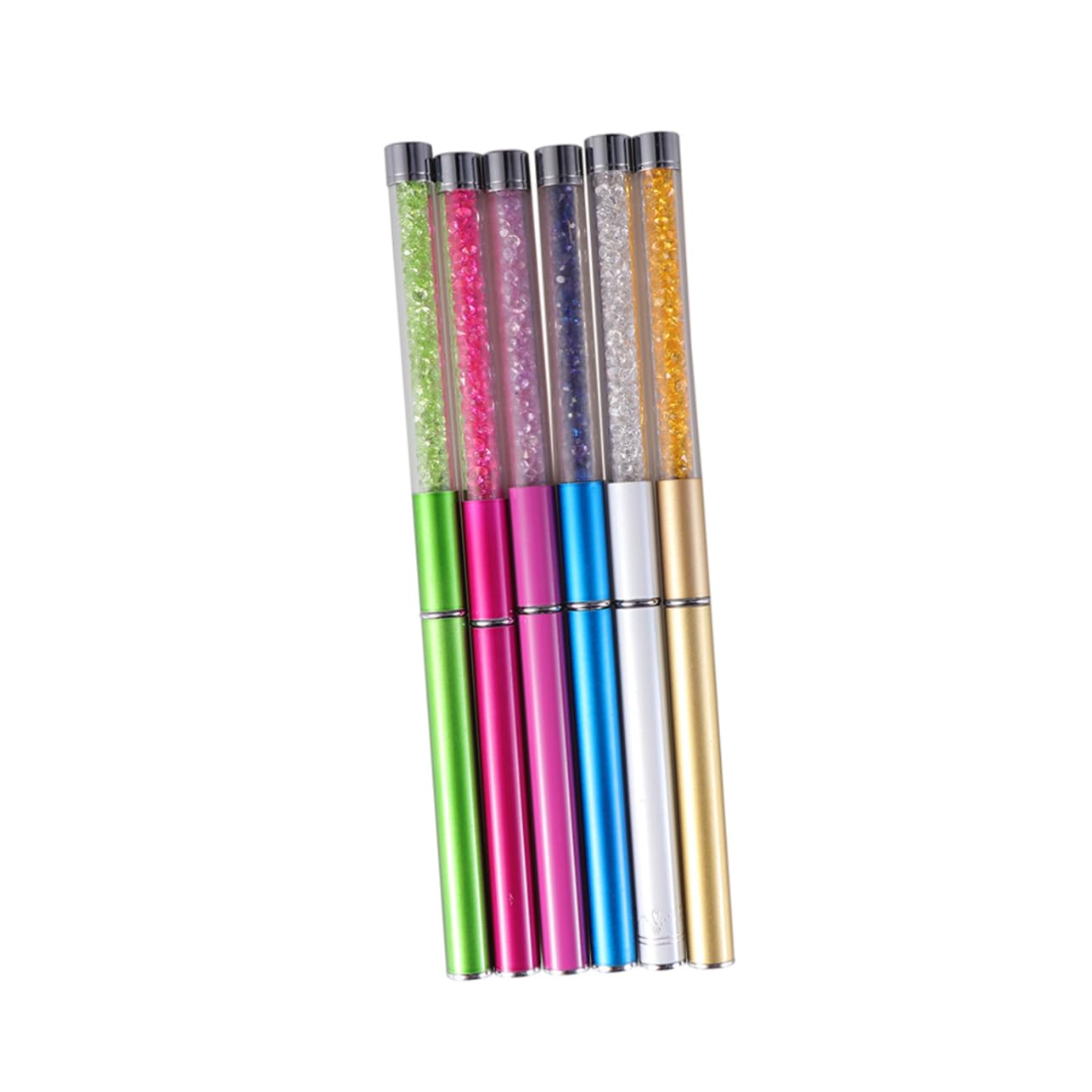 TOVINANNA 6pcs Spiral Eyelash Brush Applicator with Rhinestone Rod Makeup Eyelash Brush for Women Dark Color Portable for Beauty Salon