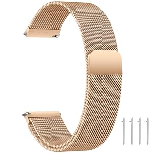 LYYLTX Edelstahl Mesh Uhrenarmband 18mm Metall Ersatz Armband Magnetverschluss Smartwatch Schnellverschluss Watch Uhren RoseGold Ersatzband Für Damen Herren