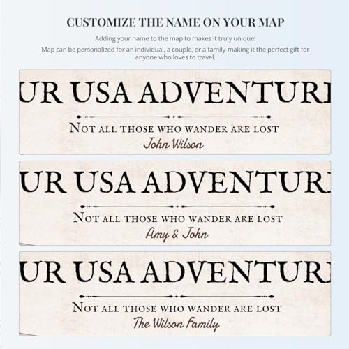 Image of IPIC - Custom USA Map Canvas Wall Art, Personalized Push Pin Travel Map with Name and Message for Travel Lovers, Oversized Pinnable Wall Decor for Home, Office, Study or RV