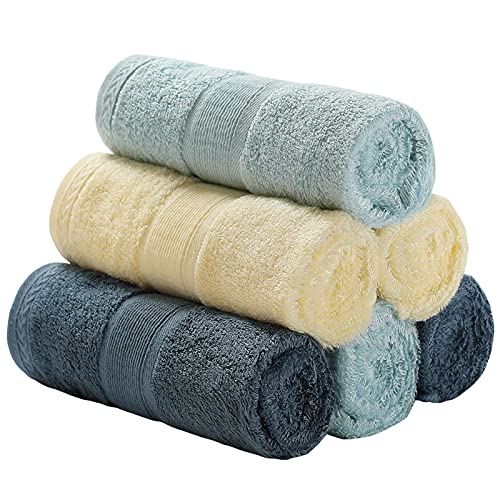 Toallas Pequeñas de Baño Toallas de Mano Toallas para la Cara Toalla Facial Toalla Bebe Recien Nacido Toallas Lavabo para Bebés, Adultos e Infantes, 34X34cm, Paquetes de 6