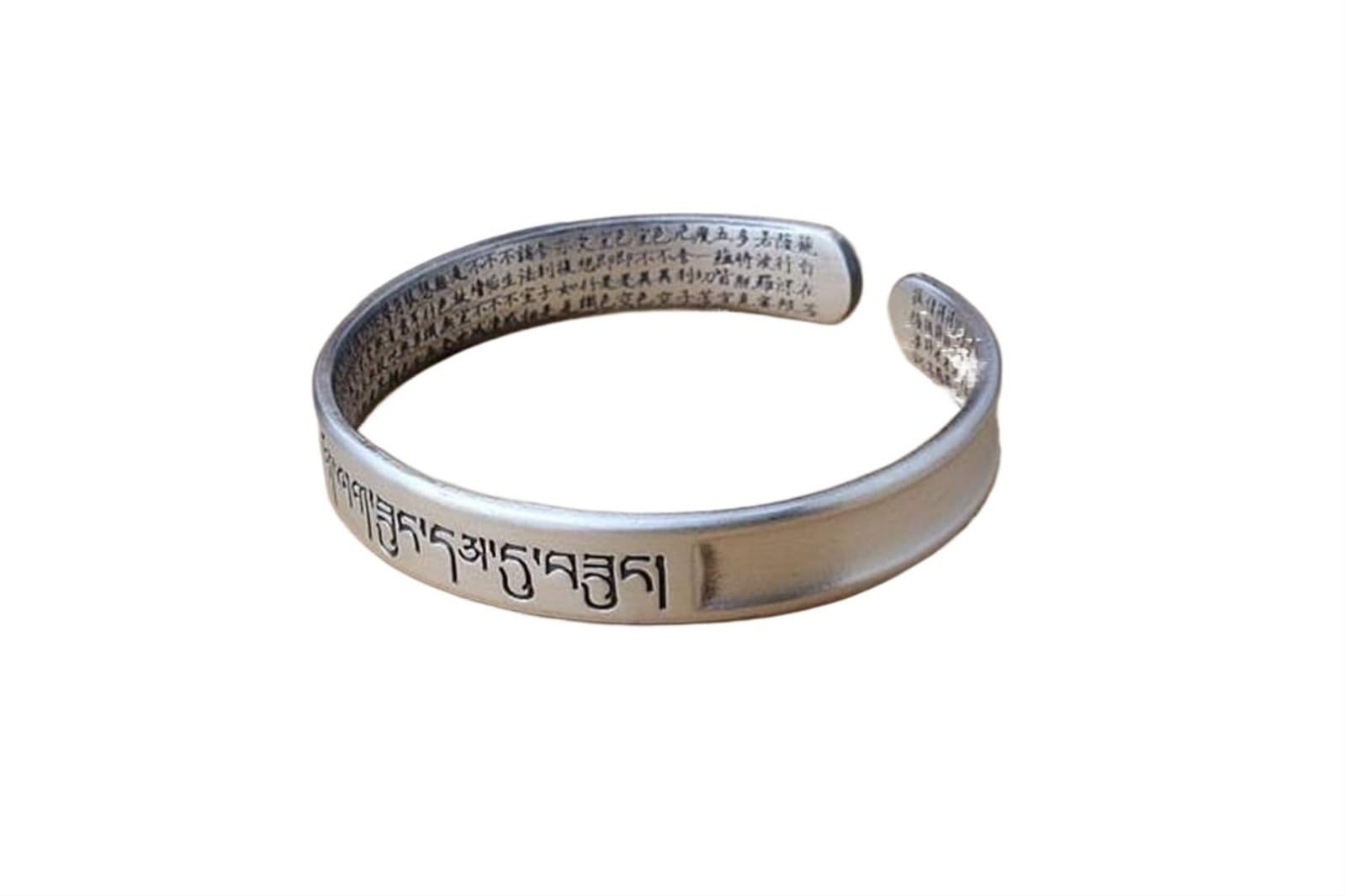 Bracciale in argento, bracciale rigido alla moda, braccialetto in argento S999 Detti buddisti Bracciale aperto Detti buddisti Bracciale in argento unisex I braccialetti da 30 g possono essere regalati