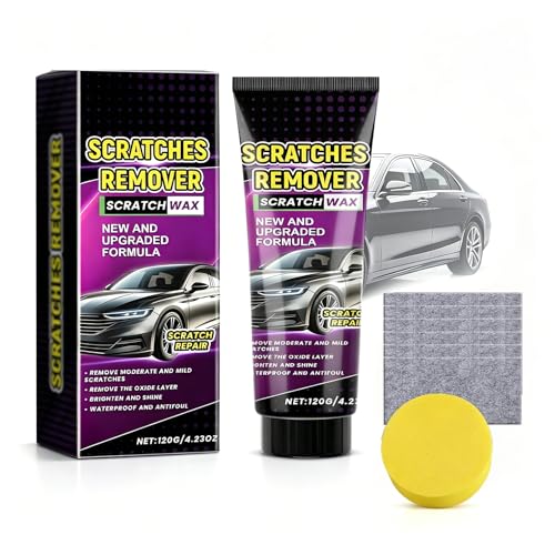 Nuevo Kit Reparación Arañazos Coche con Paño Nano,Pasta 120g+6 Paños,Reparador Arañazos Coche y Pulimento Coche Arañazos,Eliminador de Rayaduras para Pintura de Moto y Superficies Variadas