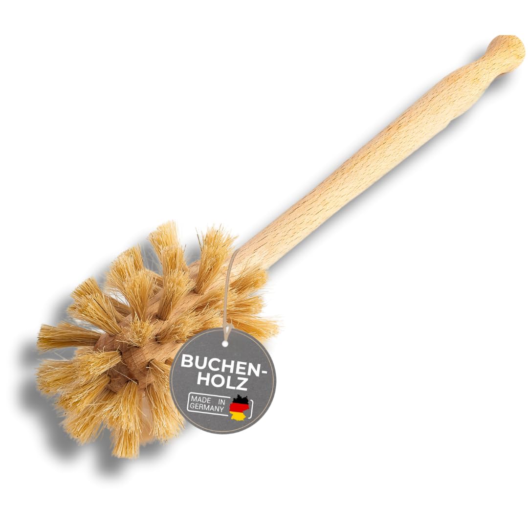 TOPANBIETER 999 Flaschenbürste aus Buchenholz & Rosshaar – nachhaltige Spülbürste für Gläser, Flaschen, Babyflaschen, Thermoskannen, Saftflaschen – langlebig, mit langem Stiel