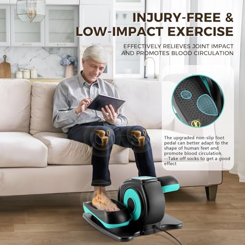Image of Rollingsurfer Under Desk Elliptical Machine, Electric Leg Exerciser for Seniors, Compact Seated Pedal Exerciser, Portable Elliptical Trainer with Remote and Non-Slip Pedals for Teens Adults