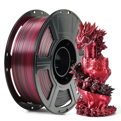 Image of FLASHFORGE Silk Bi-Color PLA Filament 1.75mm, Coextrusion Black Red Dual Color Multicolor 3D Printer Filament, Enchanting Silk Finish with 360 Multicolor Shifting Color Effect