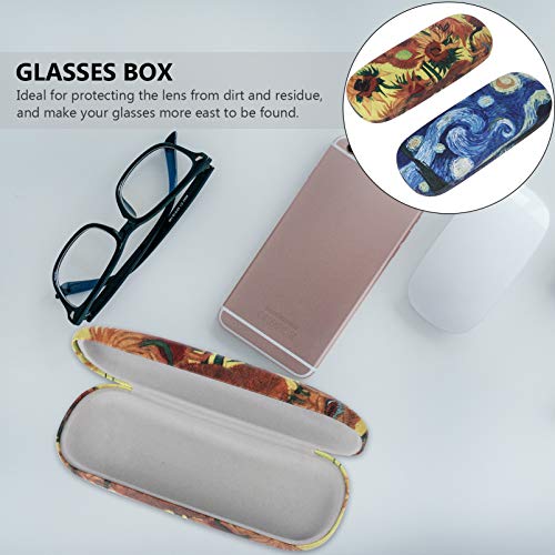 DOITOOL 2Pcs Óculos Caso Portátil Pintura A Óleo de Girassol Céu Estrelado Casca Dura Casos Óculos p